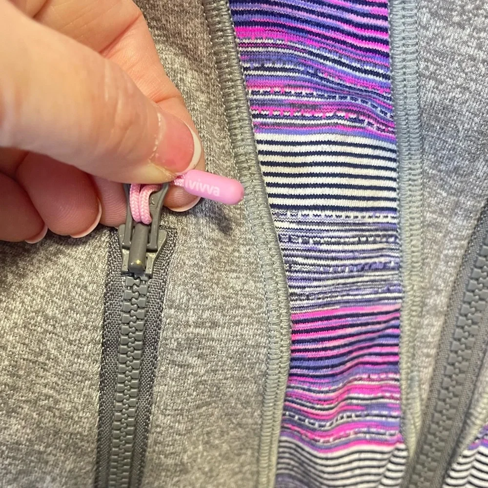 Ivivva Lululemon Girls Gray Purple‎ Perfect Your Practice Zip Up Jacket